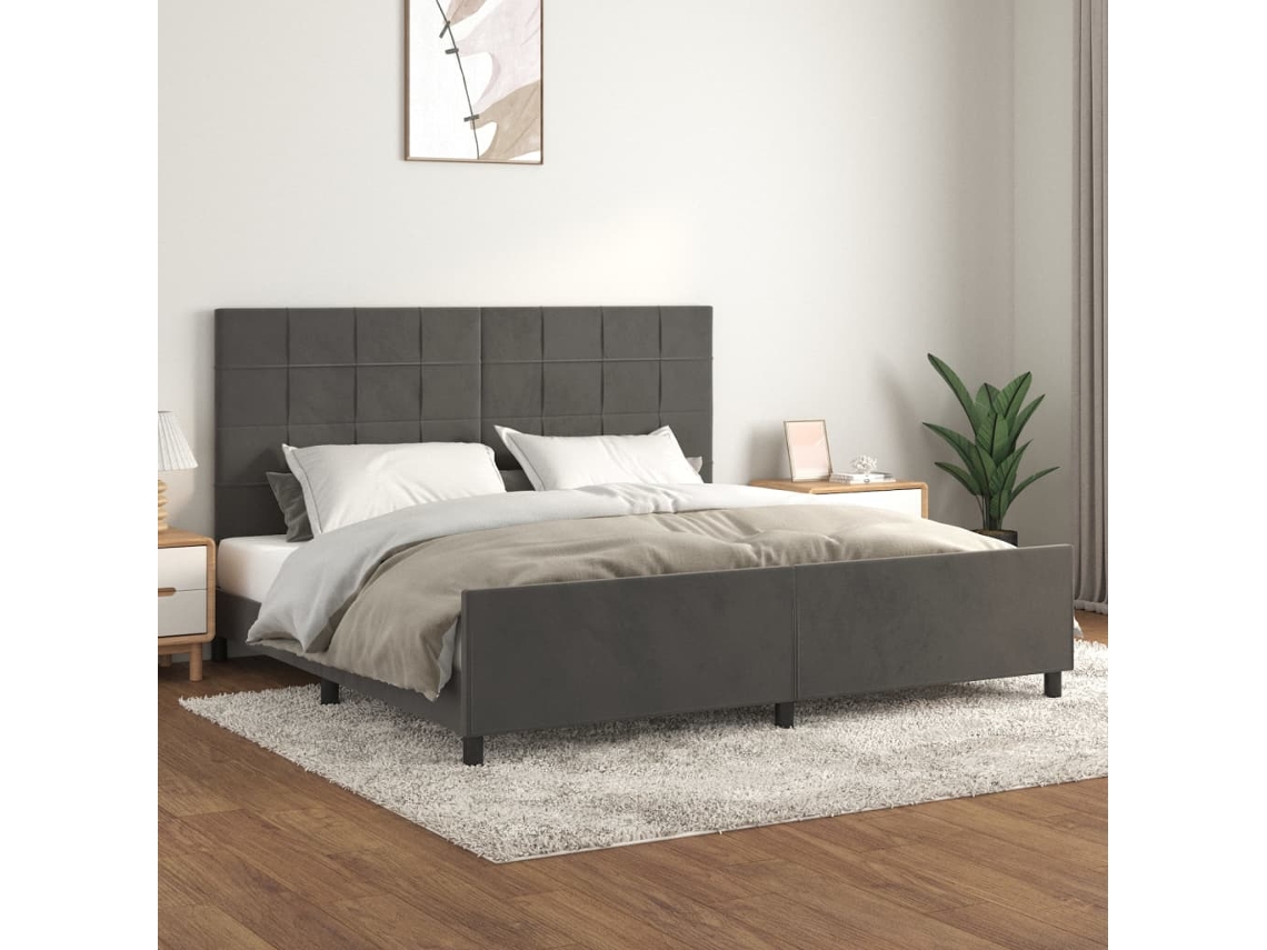 Vidaxl Estrutura De Cama Sem Colchão 200x200 Cm Veludo Cinzento-escuro