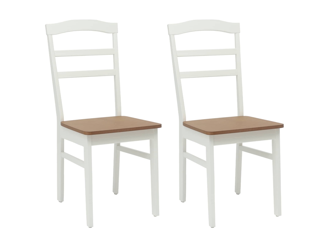 Vidaxl Cadeira De Jantar 2 Pcs Branco E Natural