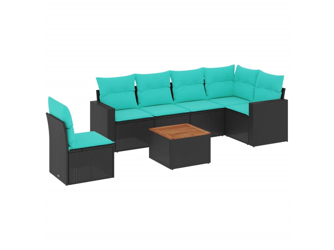 Maison Exclusive - 7 Pcs Conjunto De Sofás P/ Jardim C/ Almofadões Vime Pe Preto
