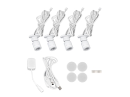 Lâmpada led sob armário usb ajustável luz branca com 3 métodos de instalação 1 para 4 S/MARCA