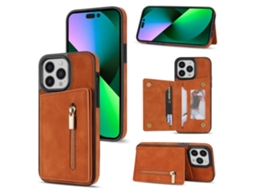 Capa Em Couro Pu Com Suporte Para Apple Iphone 16 Pro - Laranja