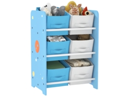 Estante infantil para livros, com 6 cestos de tecido, 43x30x60cm, azul | S/MARCA