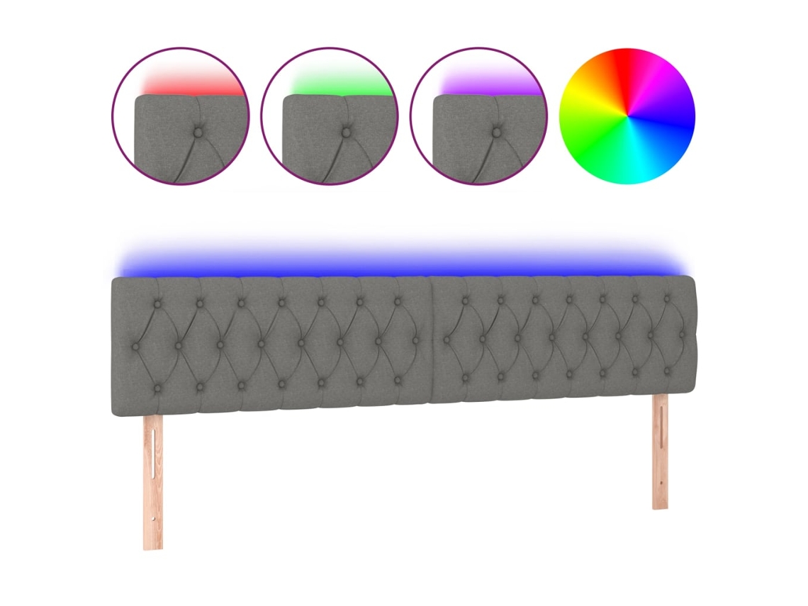 Cabeceira de Cama com Luzes Led Tecido Cinza Escuro MAISON EXCLUSIVE (180x7x78 cm)
