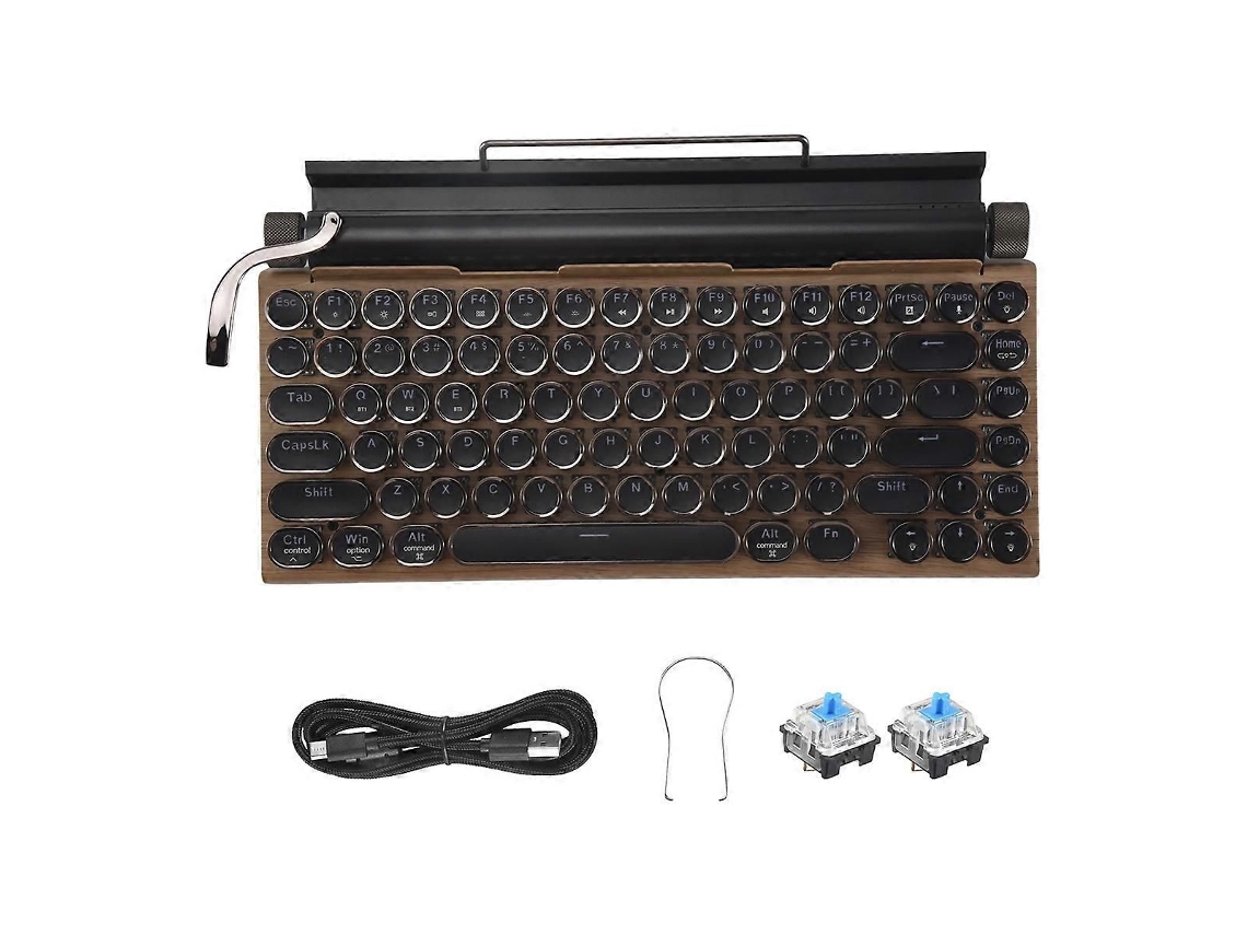 Teclado Mecânico Sem Fio Bluetooth Estilo Máquina de Escrever Retrô TAISHENGDA
