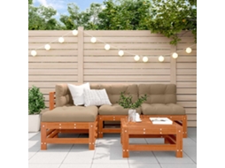 Vidaxl Conjunto De Lounge De Jardim 5 Unid. Castanho Encerado