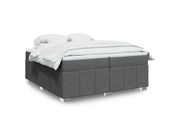 Vidaxl Cama Com Molas/colchão 200x200 Cm Tecido Cinzento-escuro