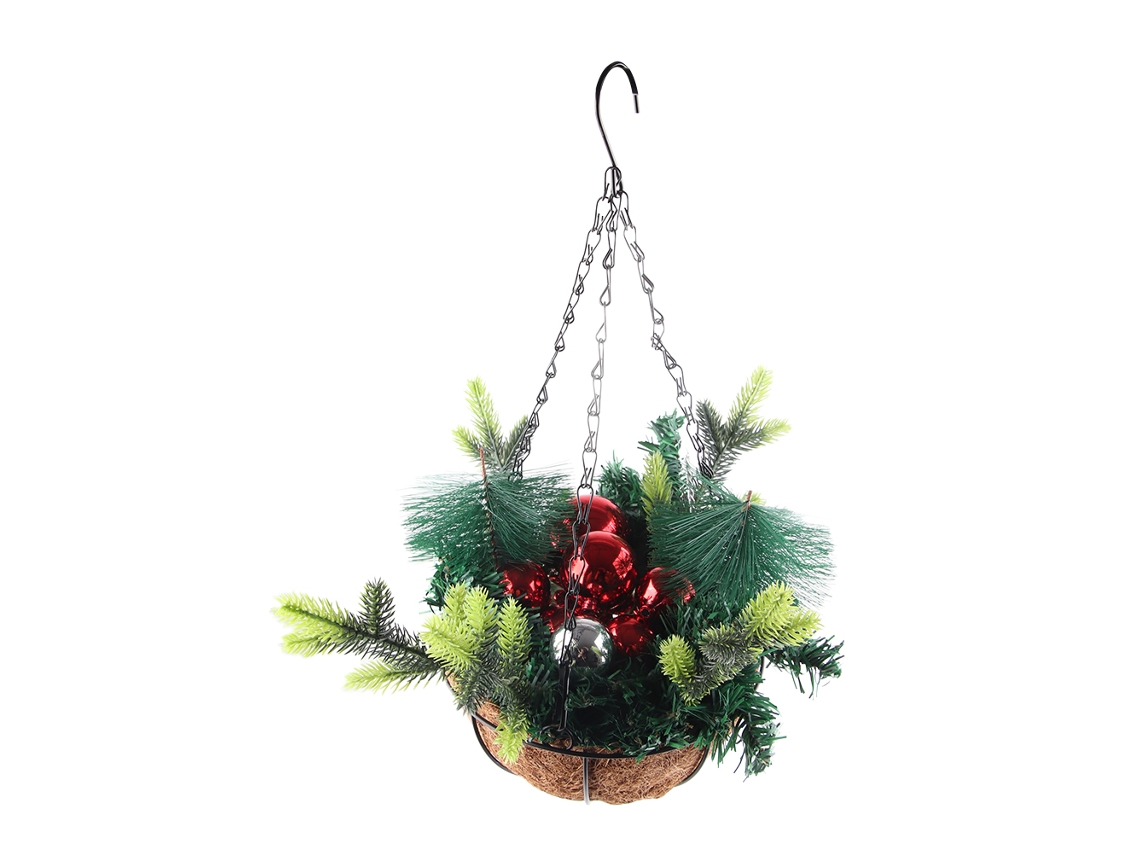 Cesto de Natal decorativo com pinhas, bolas de luz e temática festiva LAXISCREED