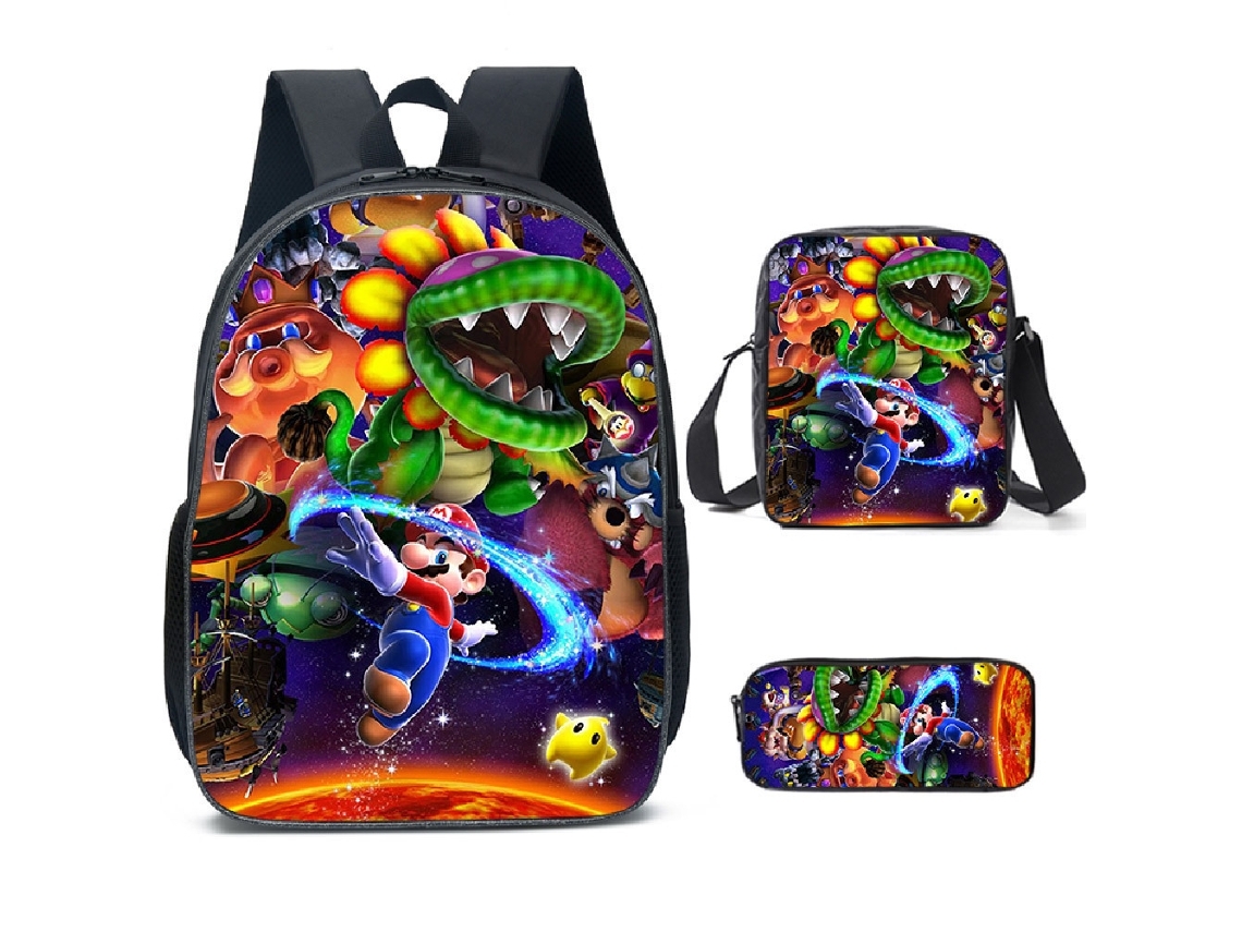 Conjunto De Três Peças De Mochila De Estudante  Mario16*
