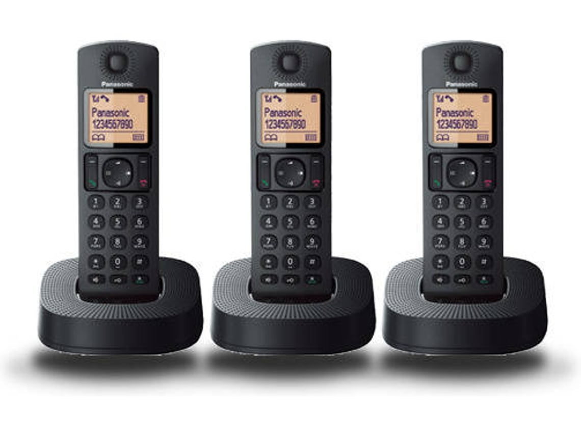 Pack 3 Telefones Fixos PANASONIC Dect Trio Básico Preto