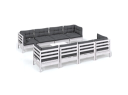 Conjunto de 9 Lounge de Jardim C/ Almofadões Pinho Maciço MAISON EXCLUSIVE
