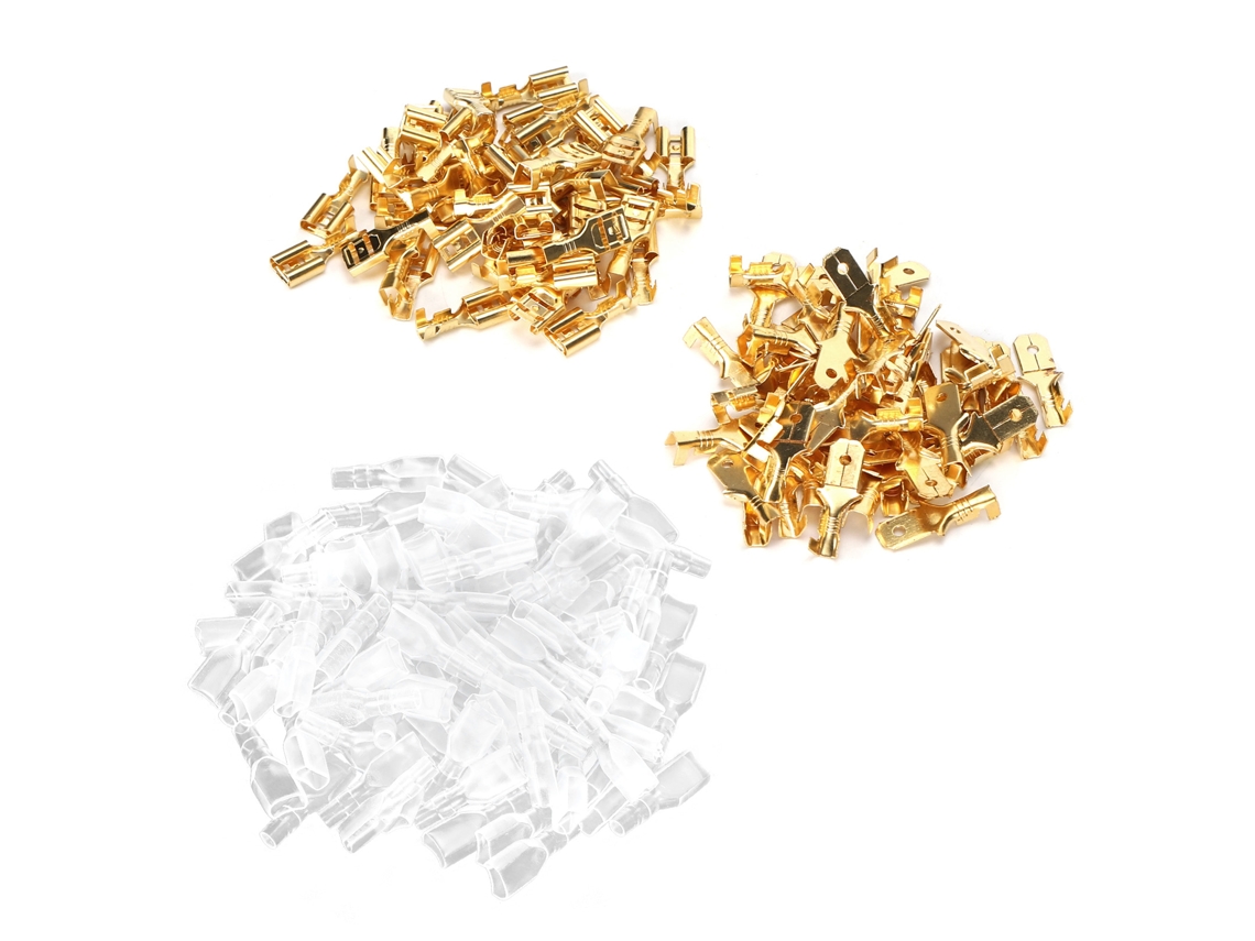 Kit 50 Conectores De Cobre Dourado 6.3mm