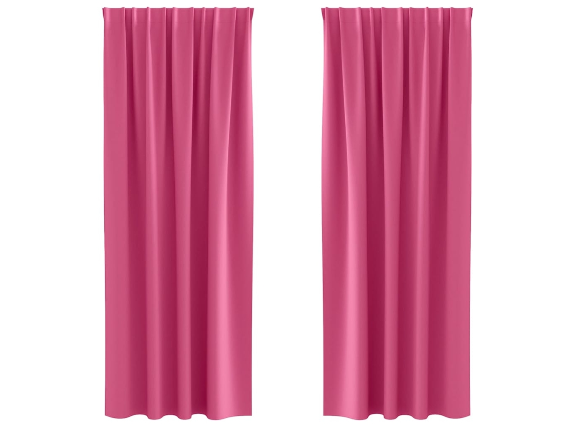 Maison Exclusive - Cortinas Blackout Com Argolas 2 Pcs Rosa Brilhante 260 X 140 Cm