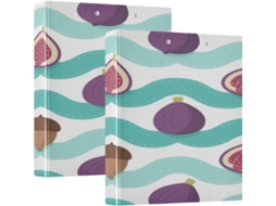 Pasta De 3 Argolas Com Estampa Listras Azuis Figo, 1, 5 Polegadas, Com Capa De Bolso, Pacote Com 1 2 Pastas De Capa Dura
