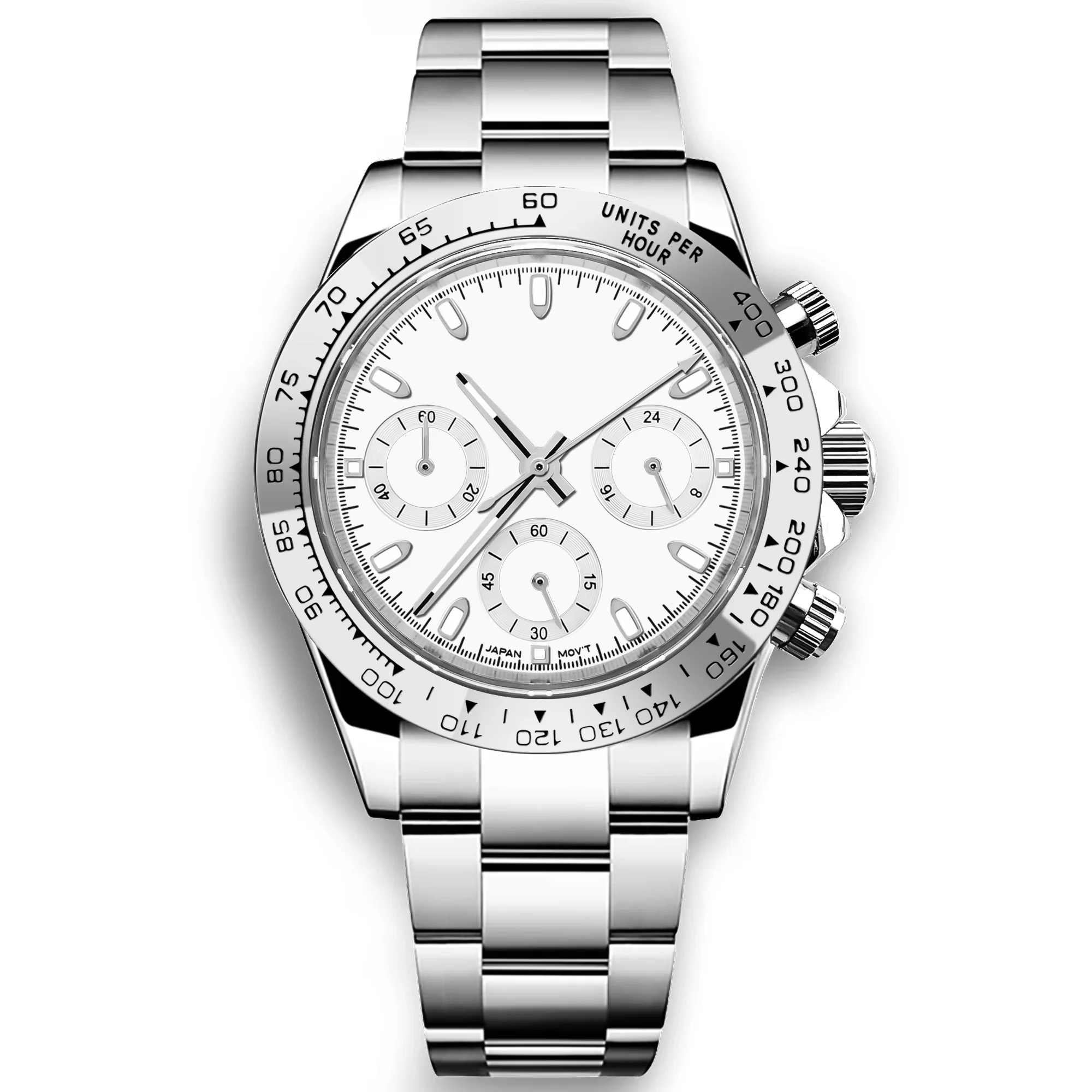 Relógio Masculino De Quartzo De 39 Mm (prateado), Cristal De Safira E Pulseira De Aço Inoxidável, Modelo Esportivo.