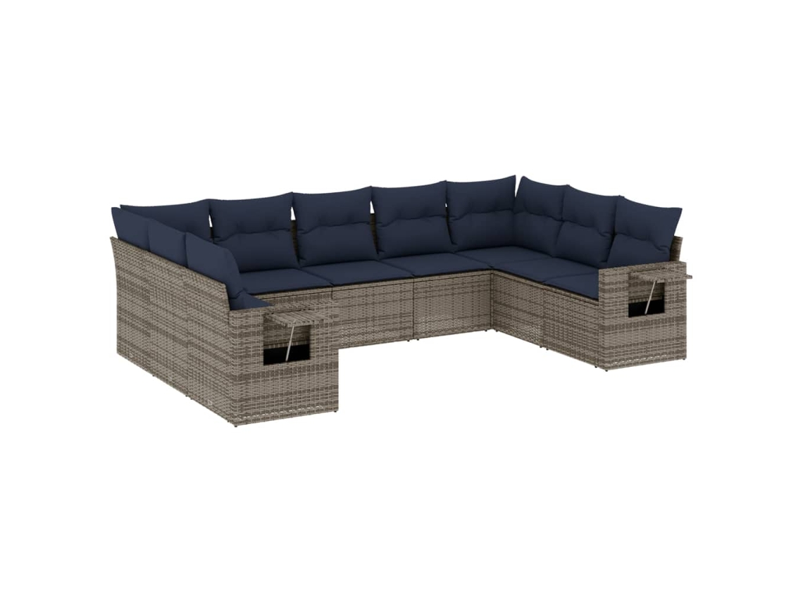 Conjunto de Sofá de Jardim, 9 Peças, Almofadas, Rattan Cinza MAISON EXCLUSIVE