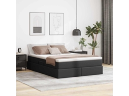 Vidaxl Cama Com Arrumação E Colchão Preto 140 X 190 Cm Couro Sintético