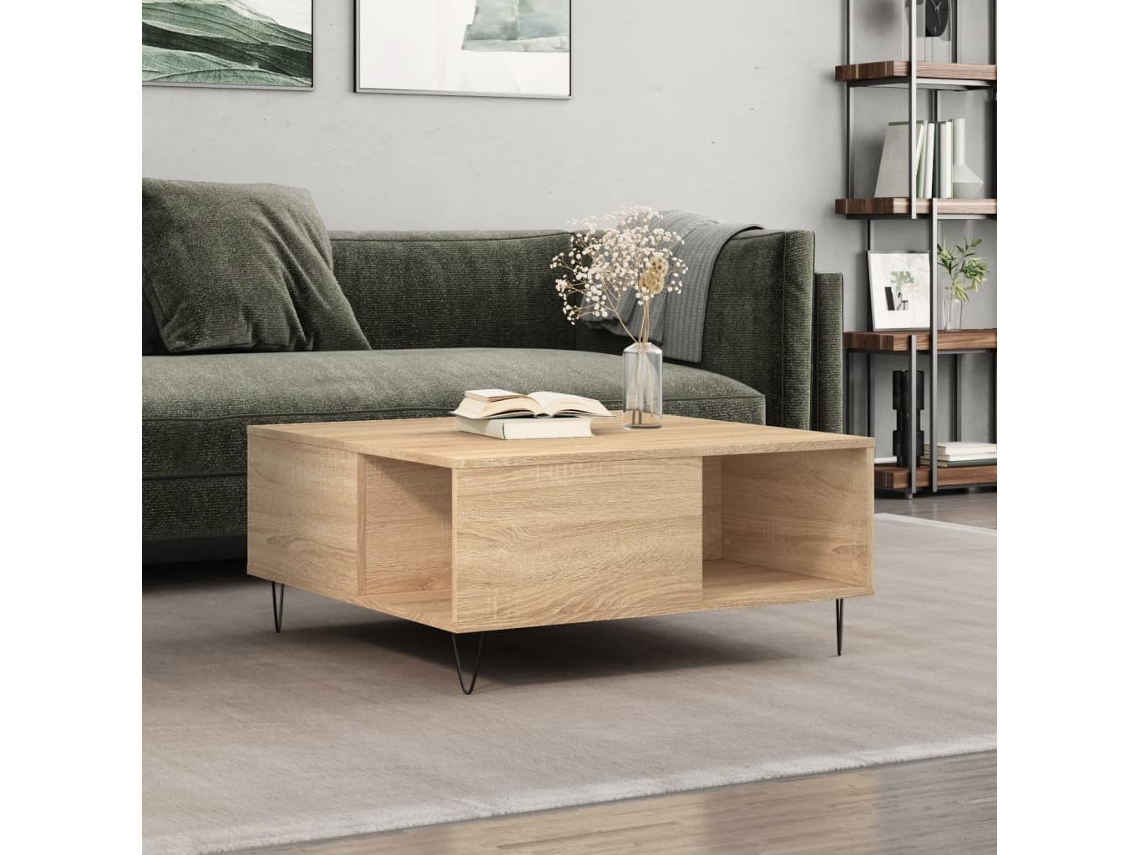Vidaxl Mesa De Centro 80x80x36,5 Cm Derivados Madeira Carvalho Sonoma