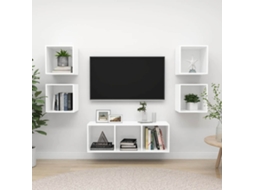 Vidaxl 5 Pcs Conjunto De Móveis De Tv Contraplacado Branco