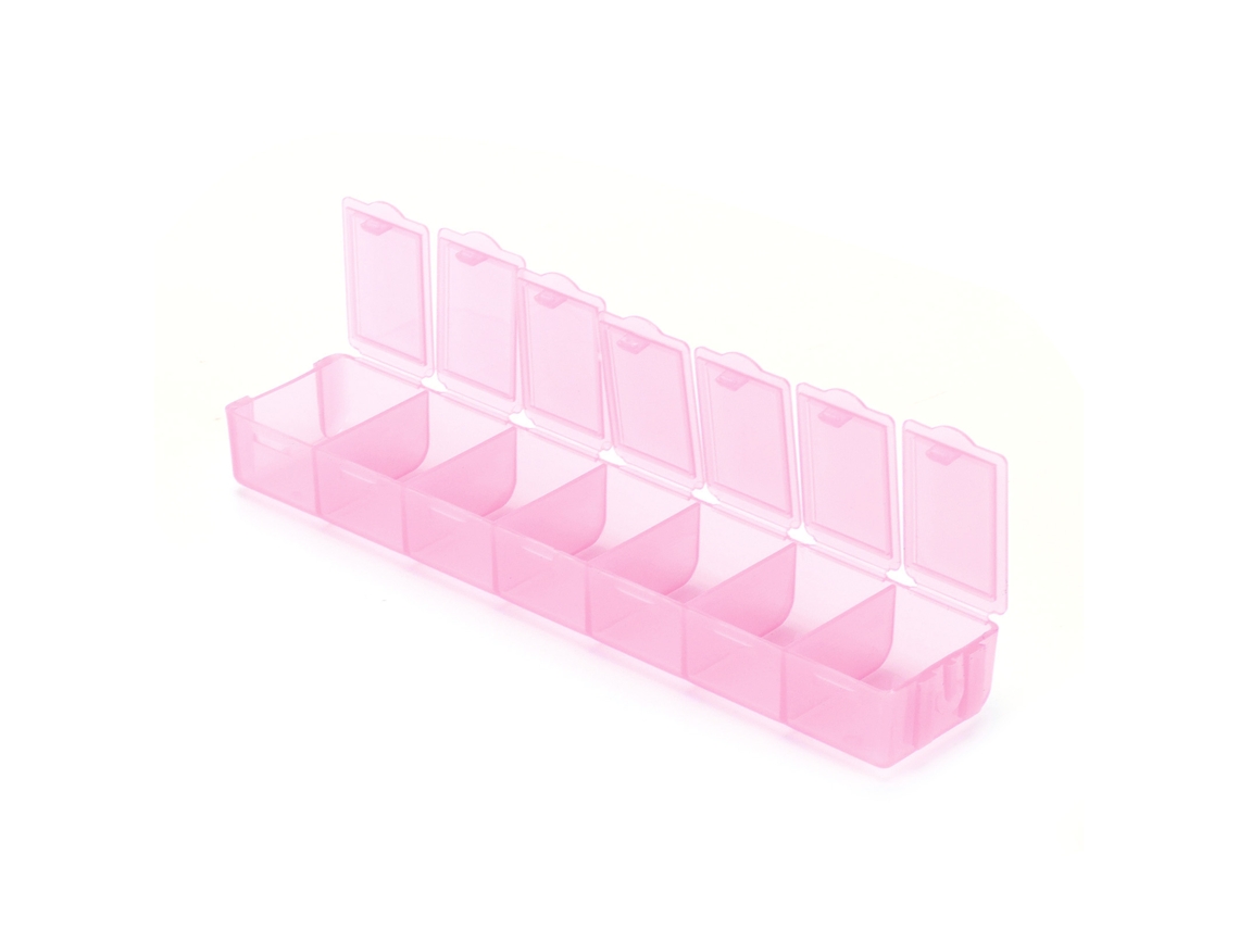 Caja De Armazenamento Dividida Em 7 Compartimentos Para Pintura Acuarela, Joias, Viagem - Recipiente Plástico Rosa