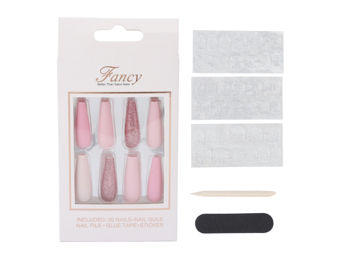30pcs Unhas Falsas De Cobrete Completo Tipo Longo Moda Press On Dicas De Unhas Artisticas 0070 6a