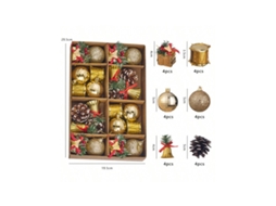 Pacote De Sino E Bola De Natal, Pacote De Pinho Com 24 Unidades Igvtrade (dourado)