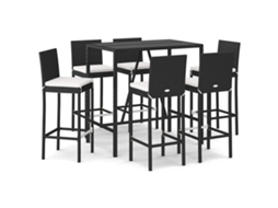 Maison Exclusive - 7 Pcs Conjunto De Bar Para Jardim C/ Almofadões Vime Pe Preto