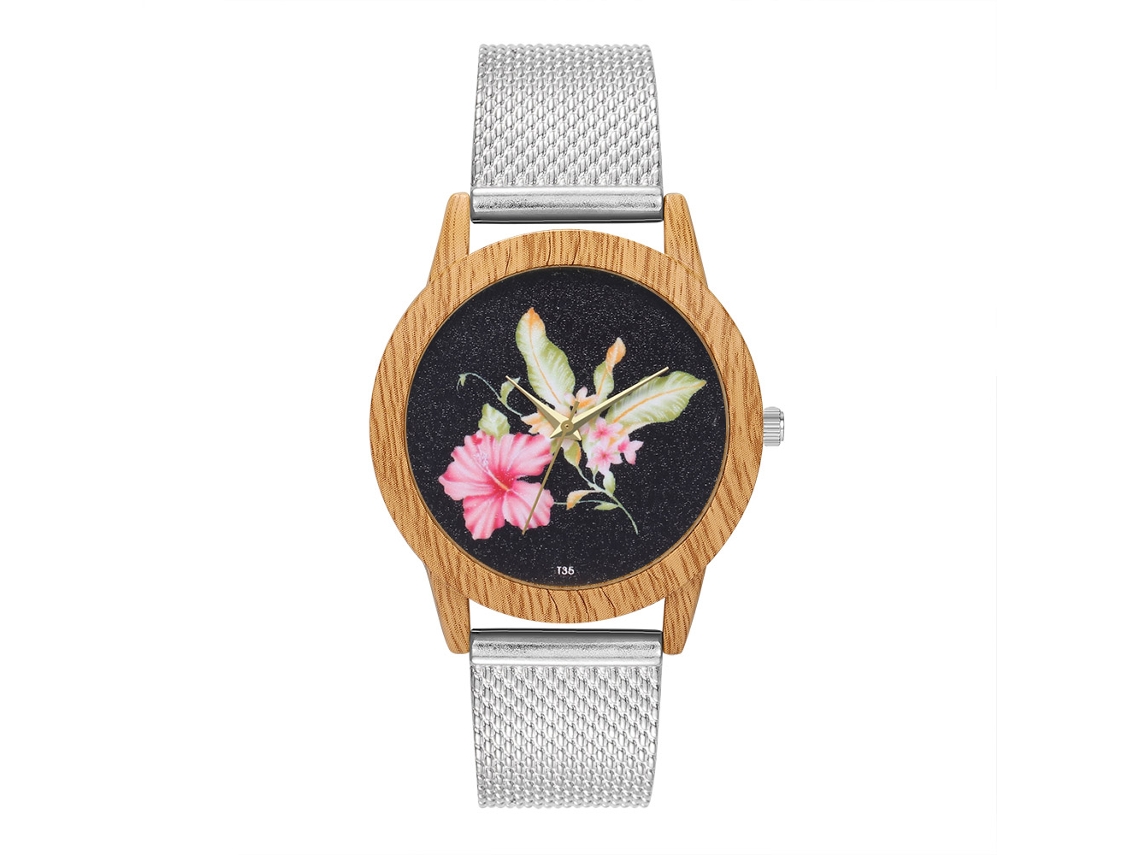 Relógio Analógico de Pulso com Pulseira de Malha Quartzo Simples Elegante para Mulheres Homens Prata