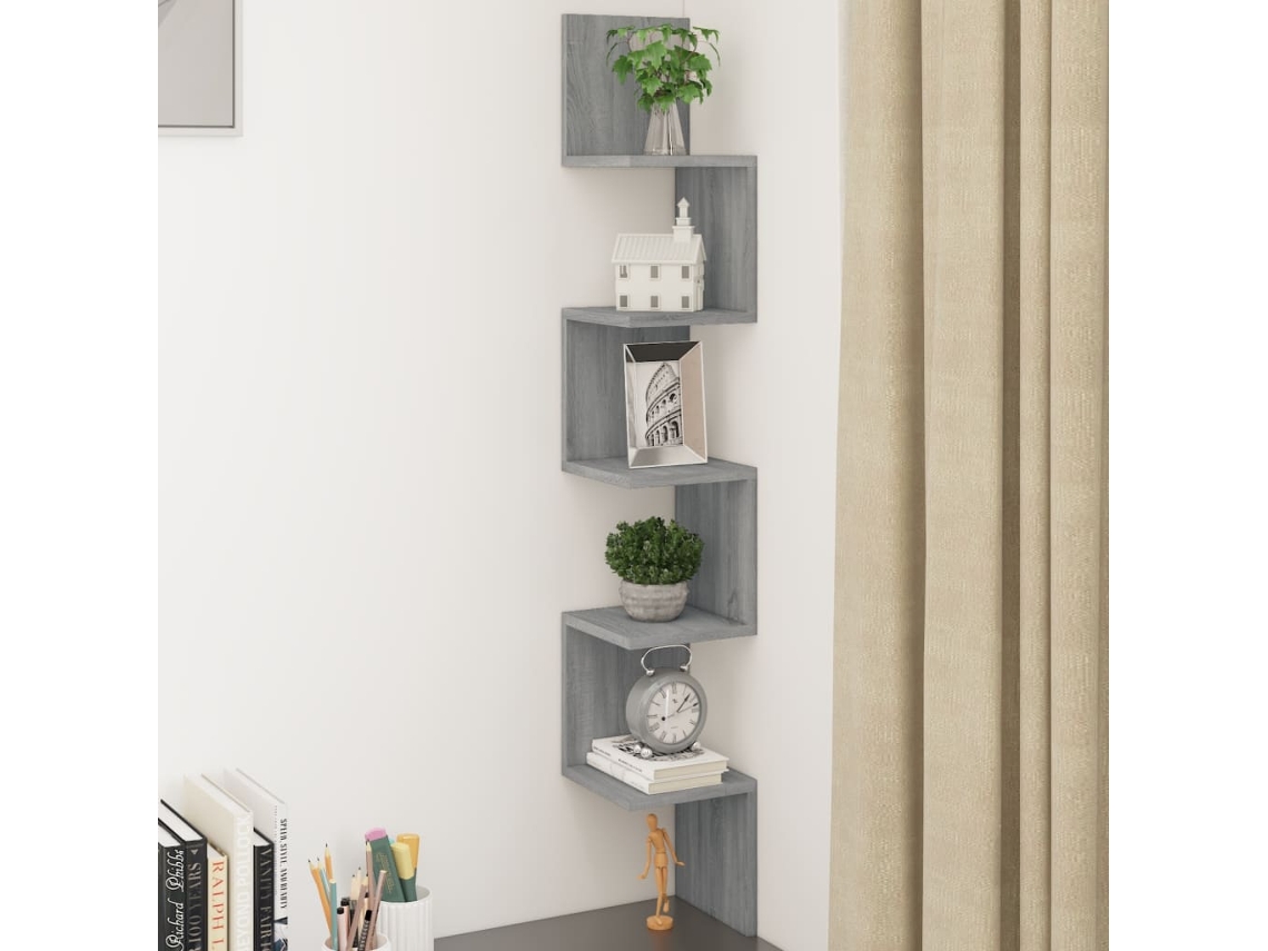 Vidaxl Estante Canto 20x20x127,5 Cm Derivados Madeira Cinzento Sonoma