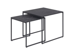 Conjunto de 2 Mesas Laterais Quadradas em Melamina e Metal 50cm x 45cm Preto S/MARCA