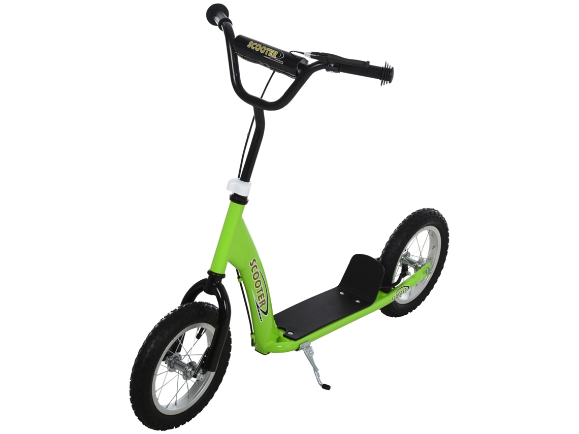 Patinete 5+ Anos, 2 Pneus Borracha Insufláveis, Travões, Guiador Ajustável, Pedal Antiderrapante, 117x52x80-85cm, Verde