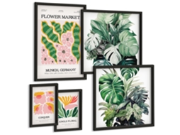 Conjunto De Pinturas Motivos Vegetais Boho Flores Espelharte (5 Peças)