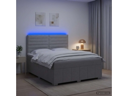 Vidaxl Cama Box Com Led E Colchão Cinzento-claro 140 X 190 Cm Tecido