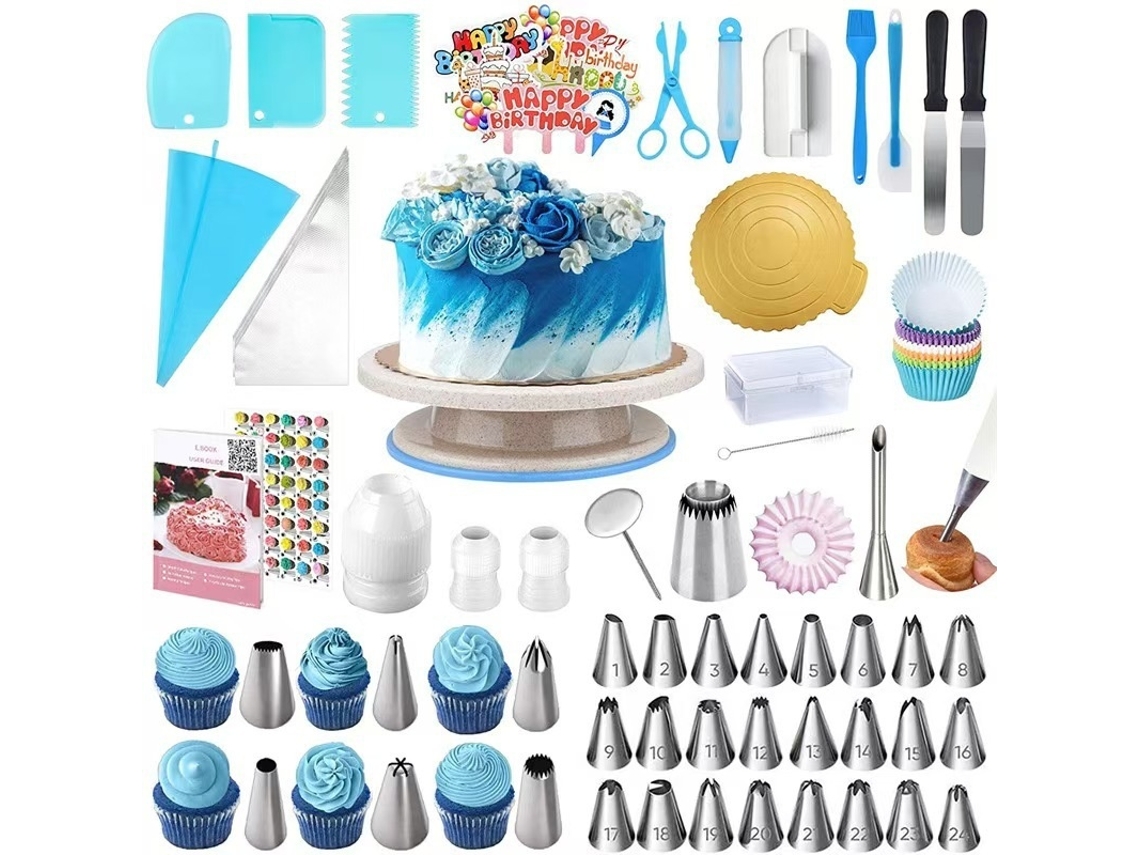 Elysve Kit Confeitaria 252 Pcs, Com Bicos De Confeitar, Com Prato Giratório
