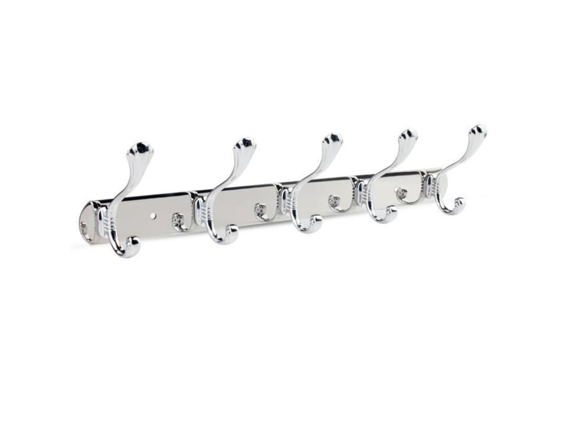 Cabide Com 5 Ganchos Em Aço Inoxidável 45 X 13 Cm