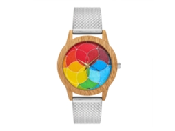 Relógio de quartzo unissex com pulseira de silicone/malha, casual, prateado, moderno 2026