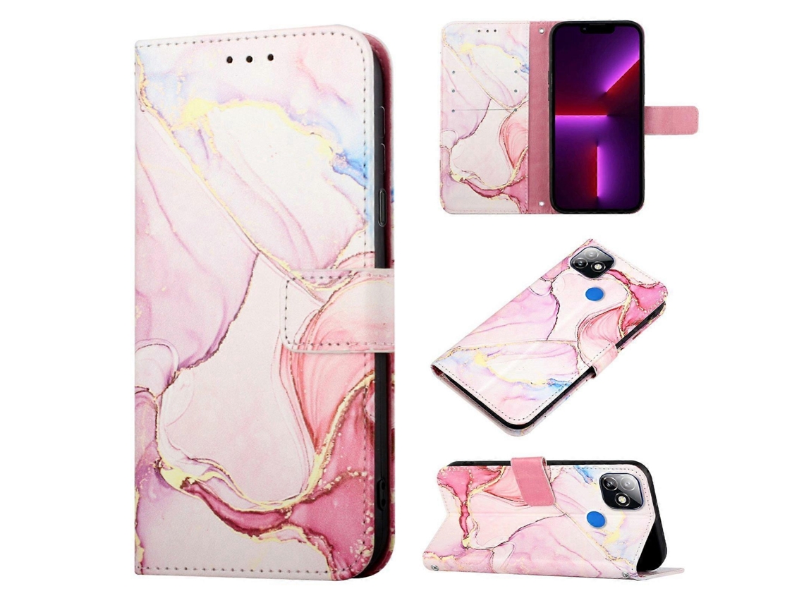 Capa De Couro Flip Com Padrão De Mármore Para Itel P36 Pt003