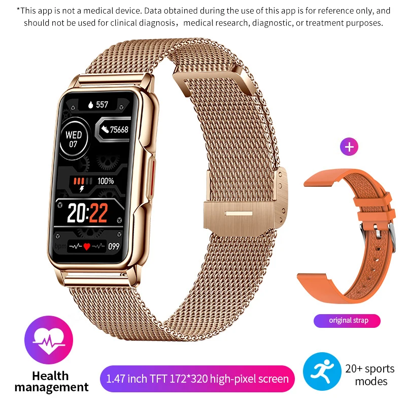 (cinto De Malha De Ouro Rosa) Smartwatch Fitness Pulseira Inteligente Pulseira Esportiva Monitor De Pressão Cardíaca À Prova D'água