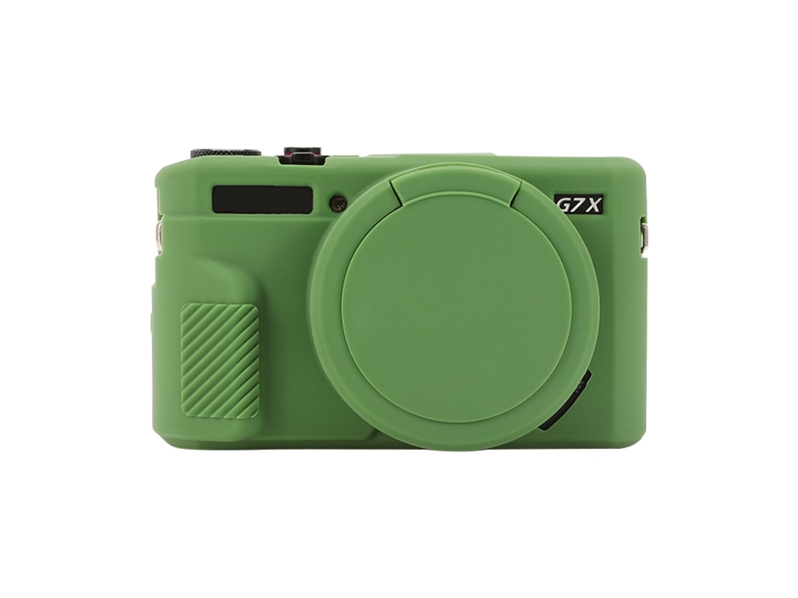 Capa Protetora De Silicone Macio Para Canon Powershot G7x Mark Ii / G7x Ii / G7x2 Com Tampa De Lente Verde