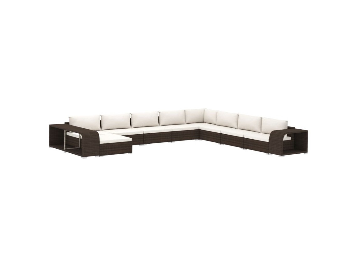 Maison Exclusive - 11 Pcs Conjunto Lounge Jardim C/ Almofadões Vime Pe Castanho