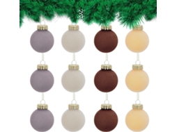 Bolas De Natal De Veludo | Flocadas | Conjunto De Enfeites Decorativos Para Árvore De Natal