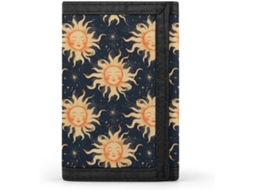 Carteira Masculina fofa com estampa de sol, azul marinho, com compartimentos, para viagens e escritório