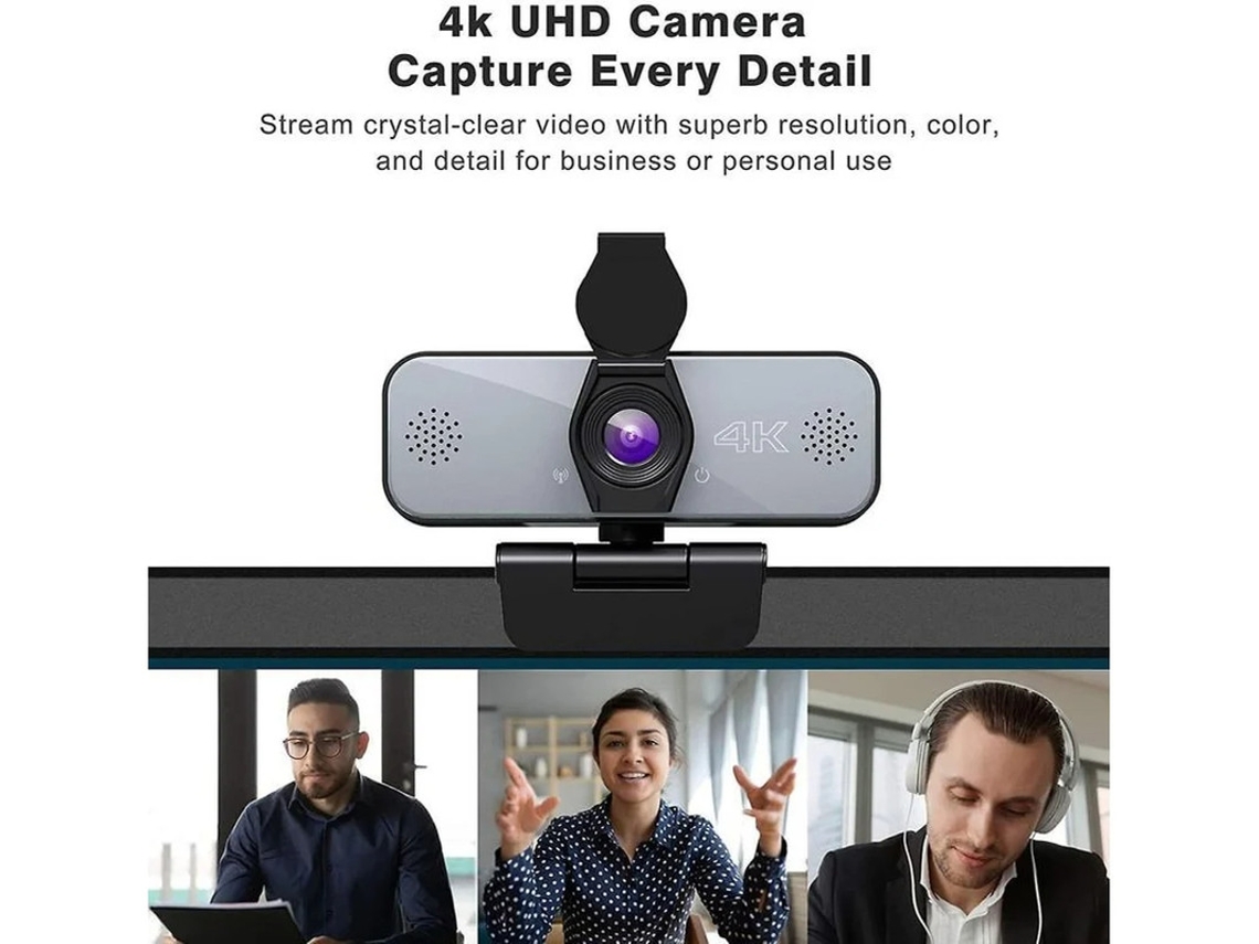 Webcam Com Microfone Webcam Usb 4k Para Câmera De Computador Pc Câmera Web Com Tampa De Privacidade Compatível Com Youtube Instagram Skype Yizhood