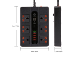 Painel De Energia 3000w 6 Tomadas 5 Usb Com Timer