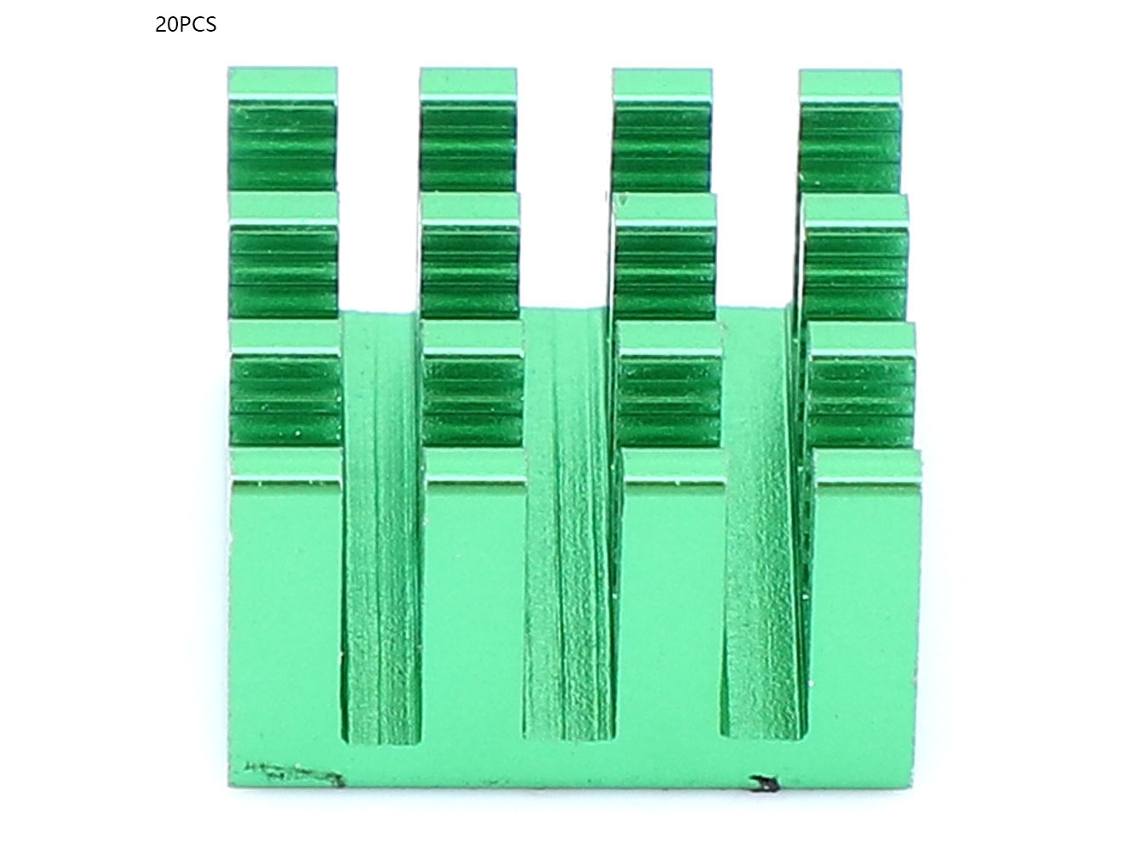 Dissipador de Calor HKJ Alumínio Verde 14x14x8mm 20 Peças