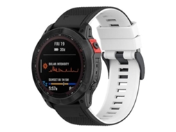 Pulseira De Silicone, Compatível Com Relógio Garmin Fenix 7x, Preta E Branca, Acabamento Moderno