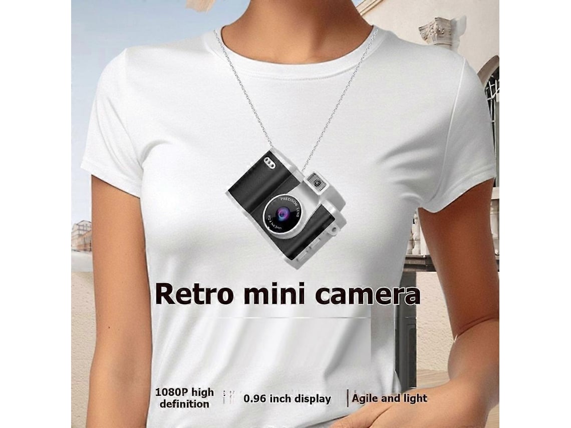 Câmara Digital Retrô Portátil 1080p Com Ecrã Ips De 0,96 Polegadas E Luz Led, Preta