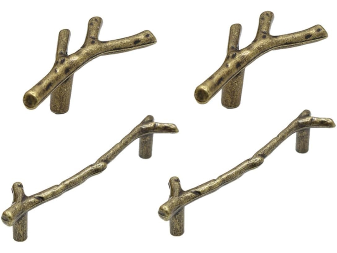 Conjunto De 4 Puxadores Decorativos Em Formato Galho Para Móveis, Em Liga De Zinco, Resistentes E Fáceis De Usar, Ideais