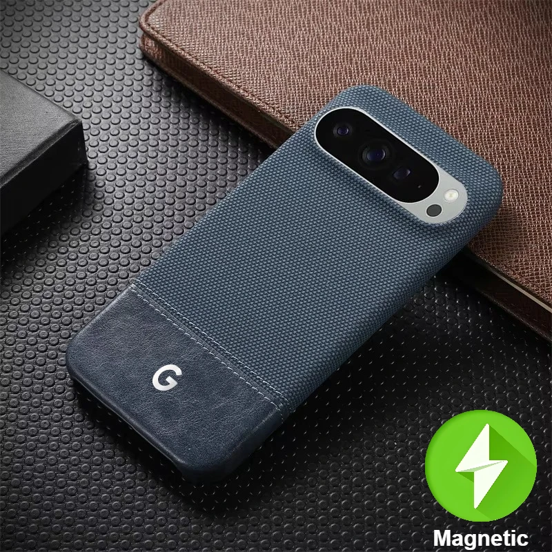 (azul Escuro, Pixel 9) Capa Texturizada Para Celular Estilo Executivo Com Encaixe Magnético Magsafe.