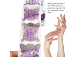 100 Plantillas De Uñas Em Forma De Mariposa Roxa Para Arte De Uñas E Extensões Com Gel Uv Autoadesivos