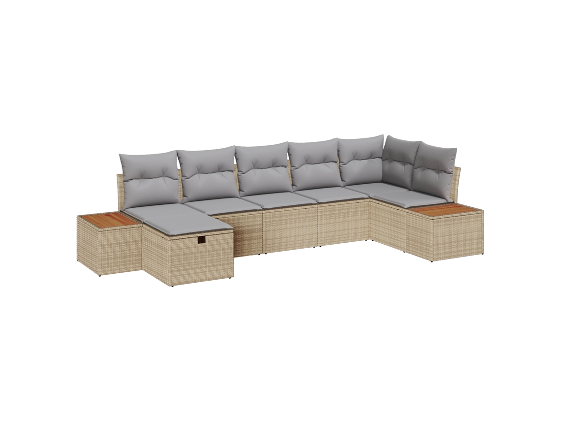 Conjunto 8 Móveis Para Exterior Vidaxl Bege Vime Pe (319 X 154 X 85 Cm)